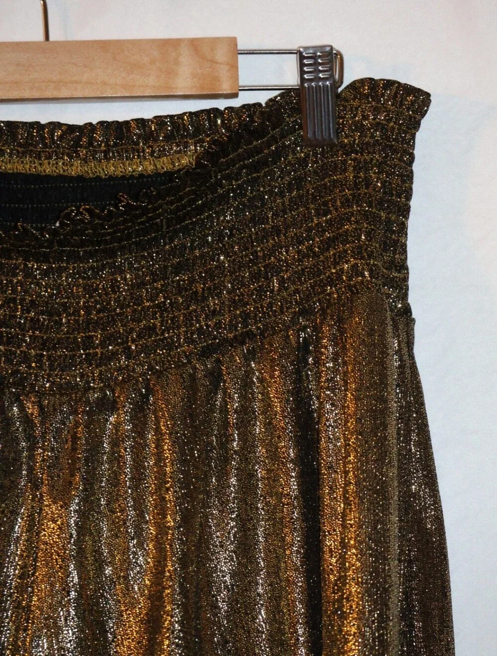 Pants Store High-Waist Shimmery Metallic Gold Fly Away Swing Shorts.
